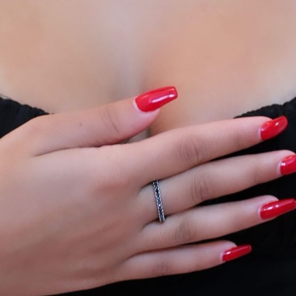 Black CZ Wedding Band sizes 4 5 6 7 8 9 - Picture 2 of 11